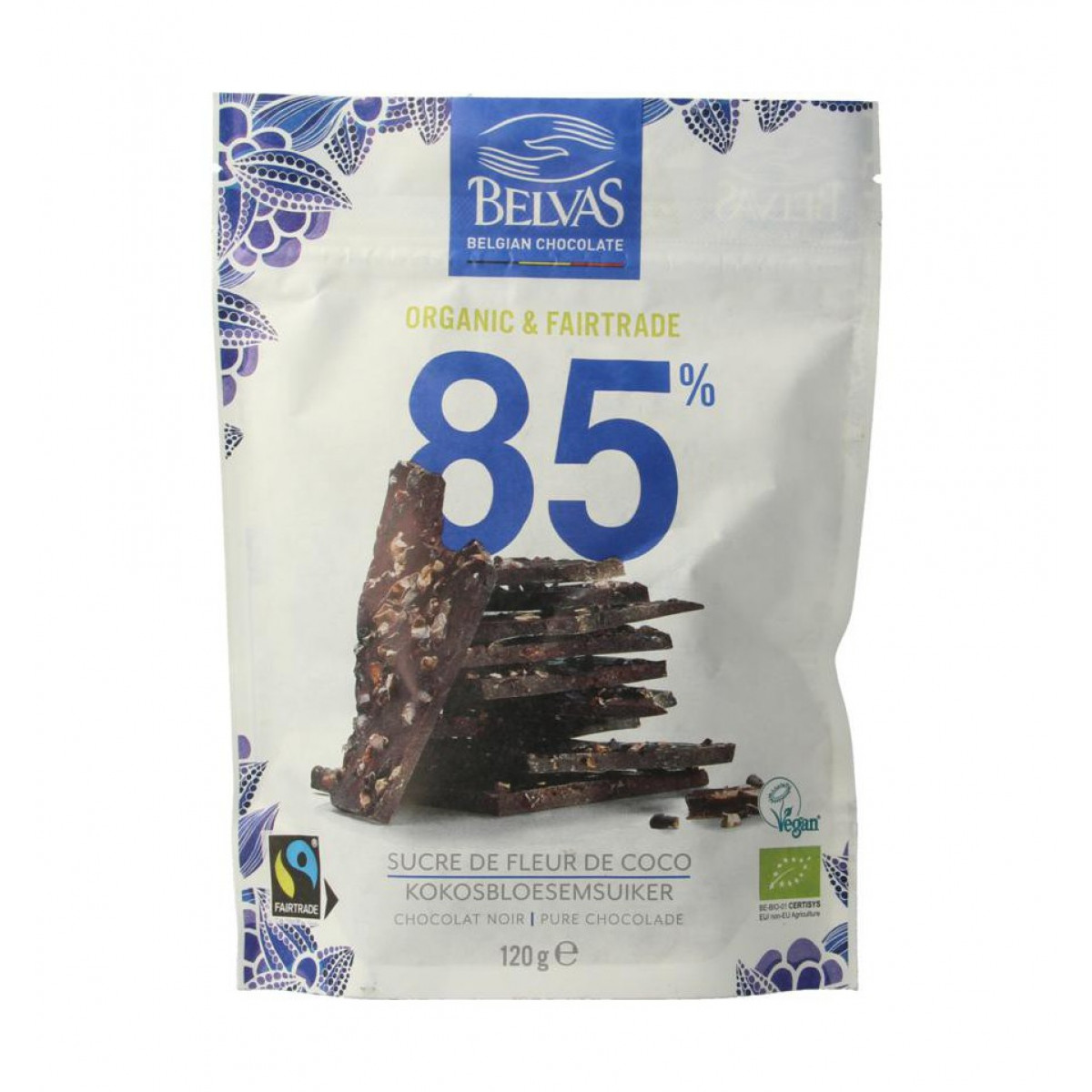 Chocoladebrokken Puur Kokosbloesemsuiker & Cacao Nibs