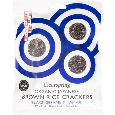 Clearspring Brown Rice Crackers Black Sesame & Tamari 