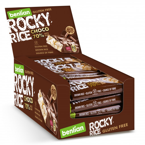 Rocky Rice Choco 70% Bar (Doos - 20 stuks) van Benlian