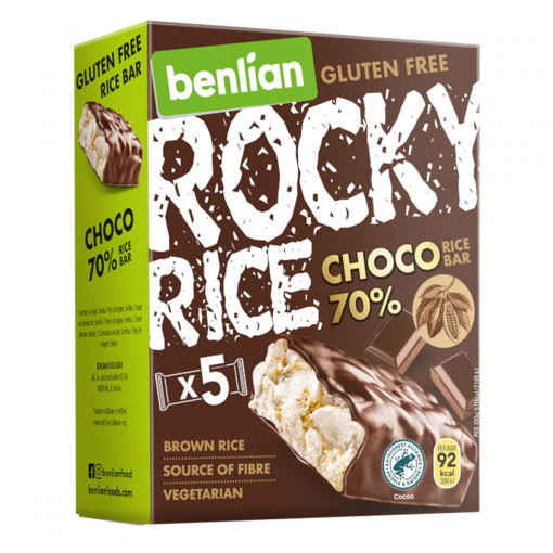 Rocky Rice Choco 70% Bar van Benlian