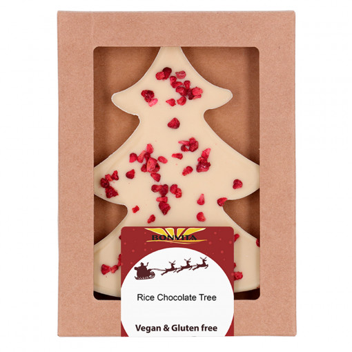 Vegan Chocolade Kerstboom Framboos Wit van Bonvita