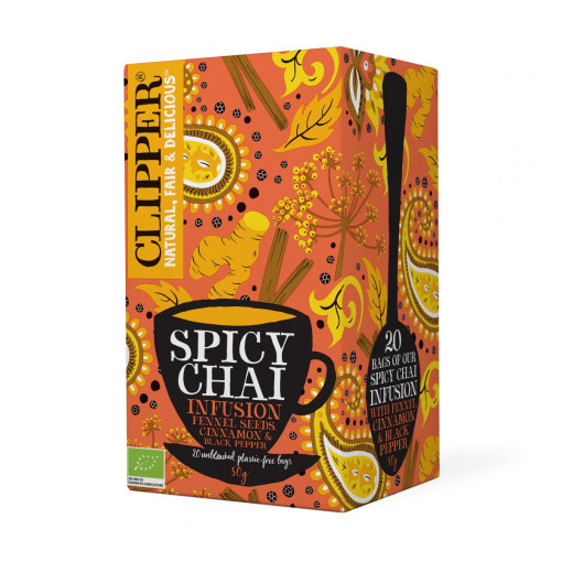 Spicy Chai Infusion Tea Fennel Seeds, Cinnamon & Black Pepper van Clipper