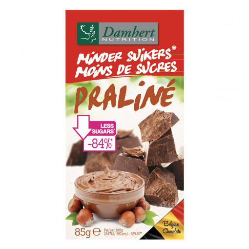 Praliné Chocolade Minder Suiker van Damhert