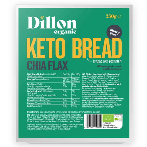 Keto Brood Chia Lijnzaad van Dillon Organic