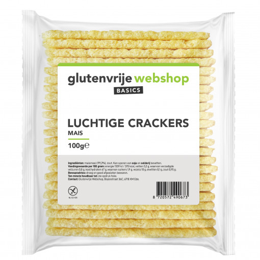 Luchtige Crackers Maïs van Glutenvrije Webshop Basics