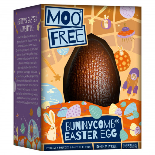 Vegan Chocolade Paasei Bunny Comb van Moo Free