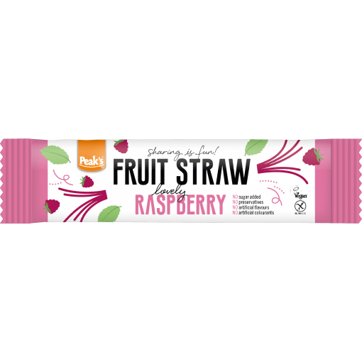 Fruit Straw Framboos doos 24 stuks (T.H.T. 20-04-2024) van Peak's