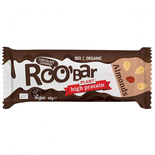 Plant Protein Chocolate Covered Almonds Bar van Roobar