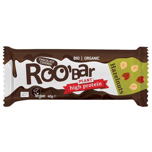 Plant Protein Chocolate Covered Hazelnuts Bar van Roobar