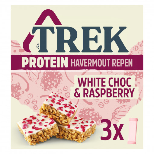 3-pack Protein Havermout Repen White Choc & Raspberry van TREK