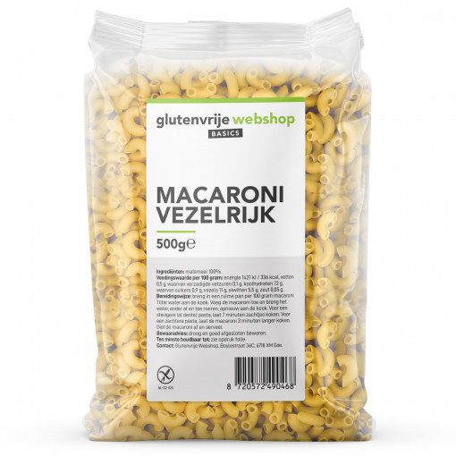 Glutenvrije Webshop Basics Macaroni Vezelrijk (T.H.T. 25-5-2025)