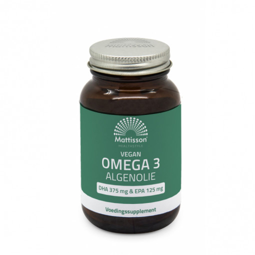 Mattisson Vegan Omega-3 Algenolie 500 mg - DHA 375 mg & EPA 125 mg
